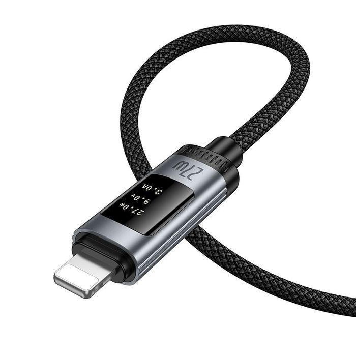 Kabel USB C do Lightning Hoco PD 27W 1,2 m z wyświetlaczem U148 czarny