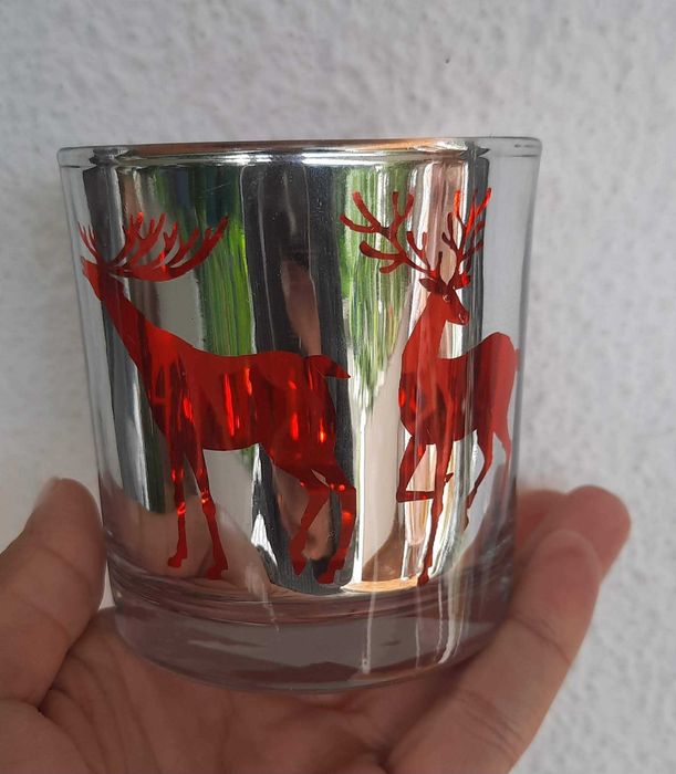 2 Castiçais motivo Natal, copo para velas - Novo