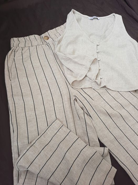 Лляний костюм штани палаццо розмір XS stradivarius