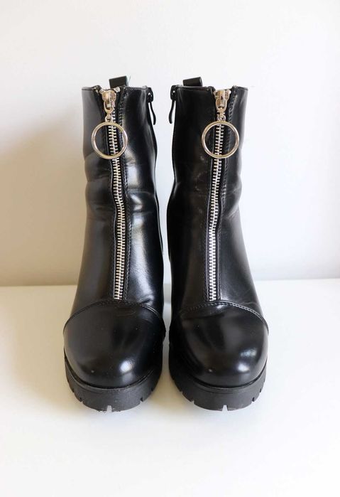 whimsy wysokie botki witchy buty czarne eko skóra alt emo goth punk cyber metal koturny obcasy boots