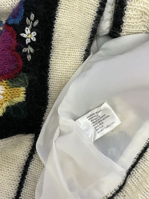 CARLA L wełniany haftowany sweter kardigan damski L/XL