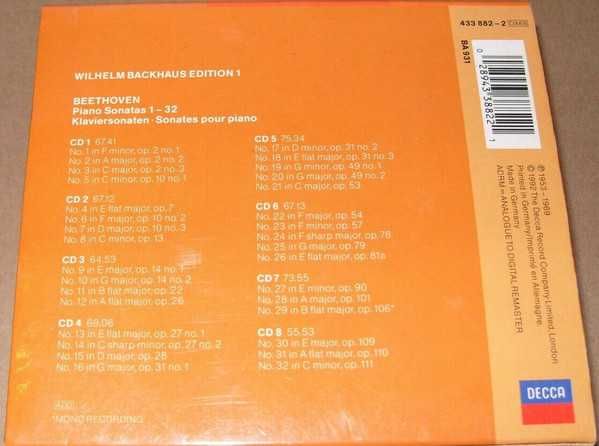 Cds quadruplos Beethoven – Wilhelm Backhaus Edition 1