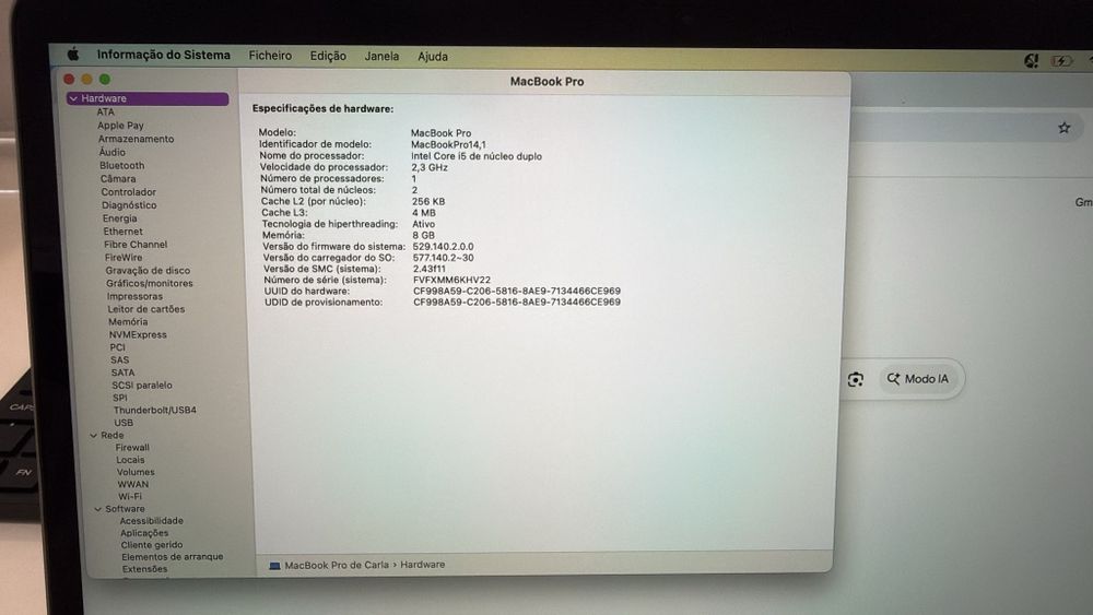 Vendo MacBook Pro de 13 polegadas (Modelo MacBookPro14,1)