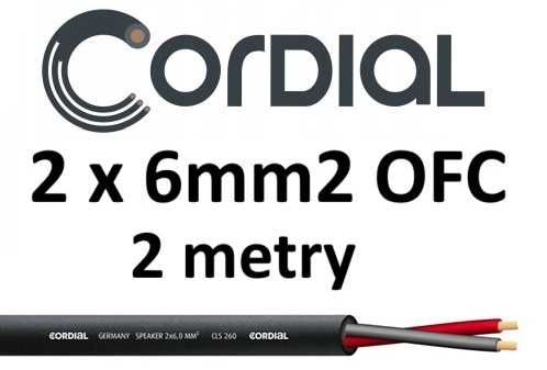 NOWY kabel głośnikowy miedź OFC 2x6mm2 CORDIAL CLS 260 dł. 2m 2 metry