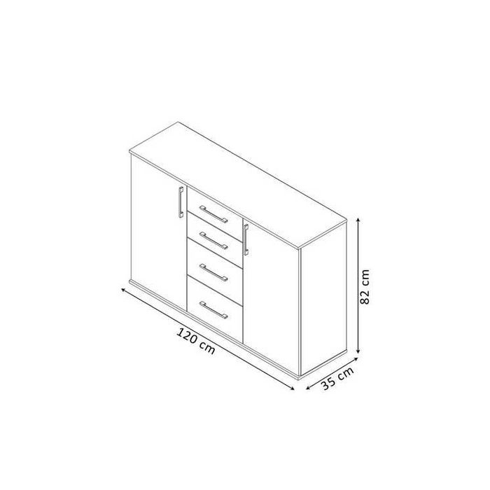 Cómoda com 2 portas e 4 gavetas - envio gratis