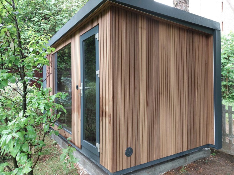 Sauna Ogrodowa VENTARA 3,75 x 2,35, thermo ayous , Humm Core Black 10,8 kw + Uku wifi