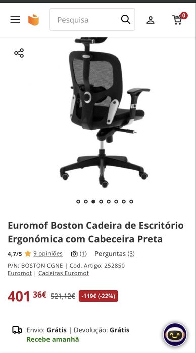 Cadeira de Escritório Executiva EUROMOF Boston Vermelho ergonómica