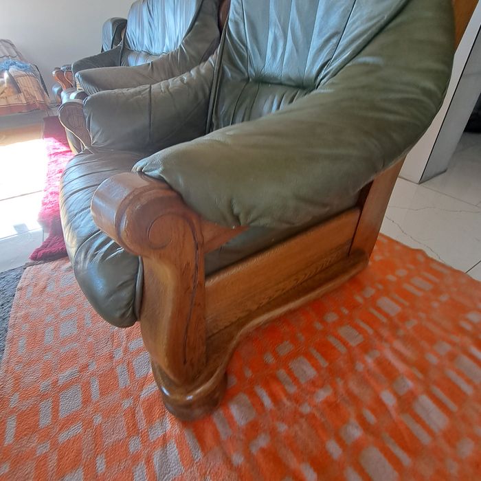 Zestaw skórzany dębowy 3 +1+1