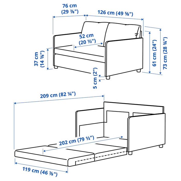 Ikea FRIDHULT Sofá-cama Cinzento Usado