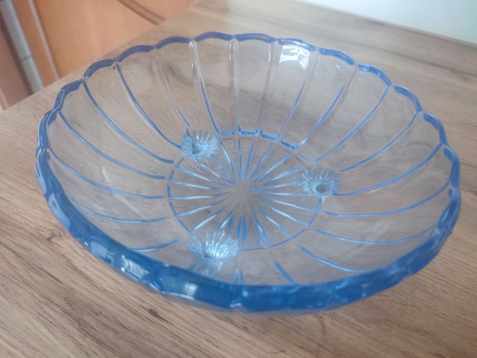 Patera szkło PRL lata 50. Odcień niebieski. Stan idealny