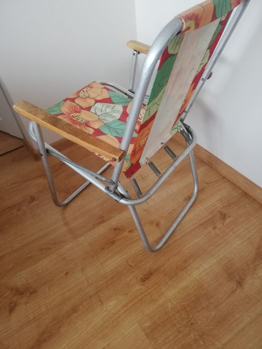 Dwa krzesła składane aluminiowe PRL