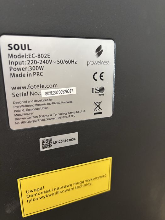 Fotel masujący Pro-Wellness Soul (model EC-802E)