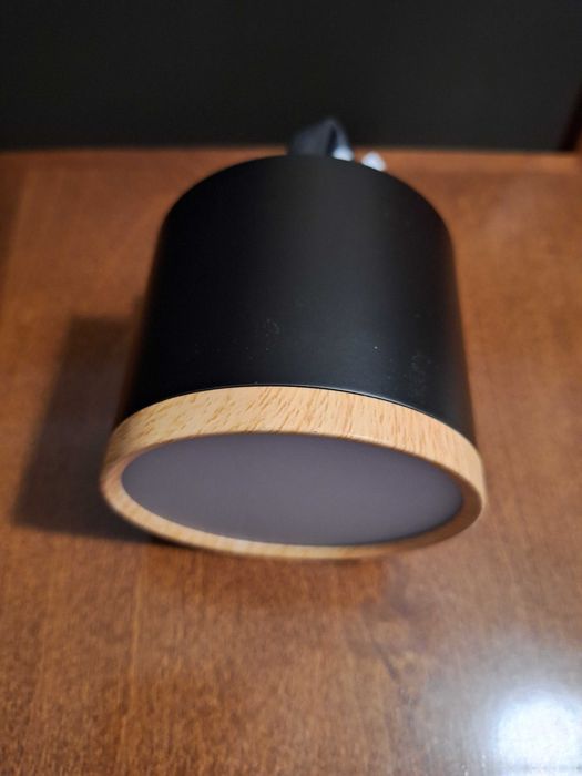 Lampa led sufitowa czarno-drewniana Tuba Candellux