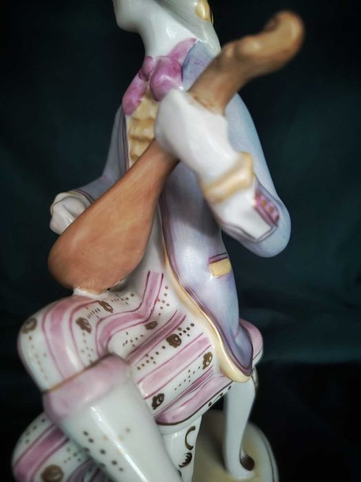 Hollohaza porcelana komplet figurek muzykującej pary stan gablotowy