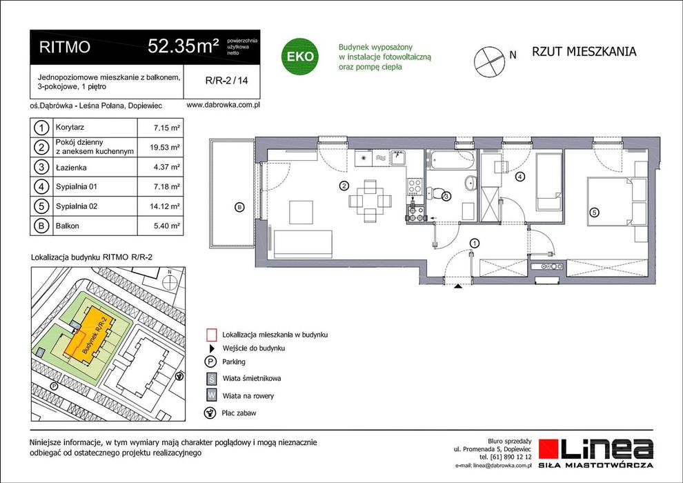 3-pokojowe mieszkanie 52m2 + balkon Bez Prowizji