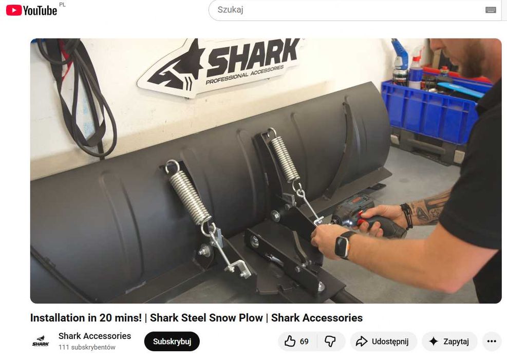 PŁUG/SPYCH STALOWY SHARK 150cm montaż "CLICK" quad atv buggy NOWOŚĆ!