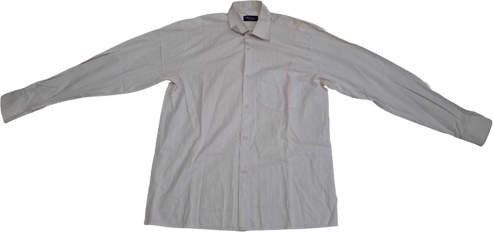 Koszula rozpinana, męska, biała, prążki, XL, 39-40, Malinex (Odzież, długi rękaw)