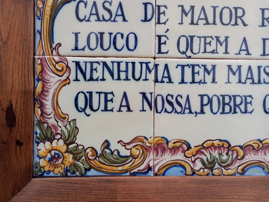 Antigo quadro de azulejos de Maria de Portugal Faiança de Battistini