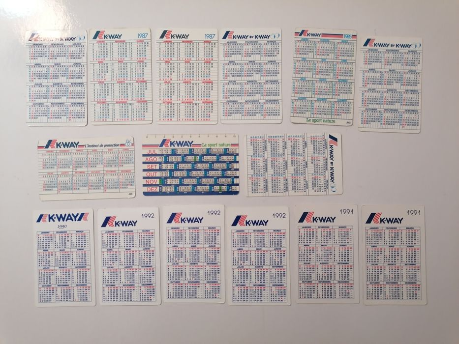 Conjunto de 15 calendários da Kway