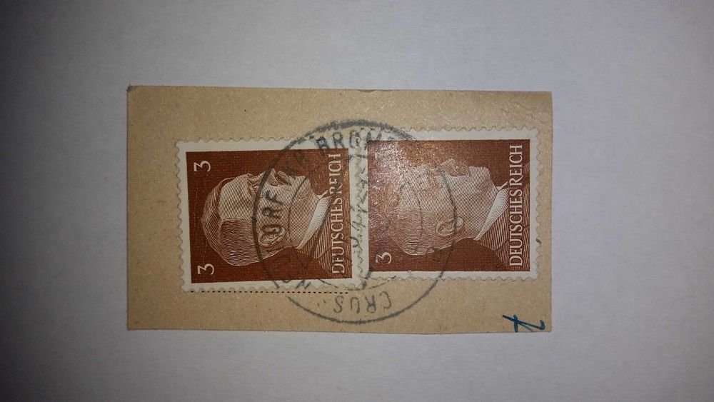 2 niemieckie ZNACZKI POCZTOWE z 1943 r.