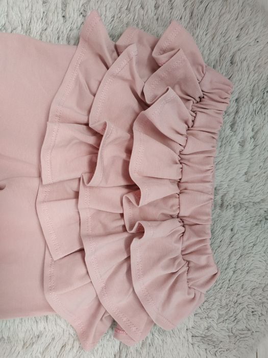 Piękne,unikatowe legginsy z falbankami/lato/pudrowy róż/Nala/r.104/110