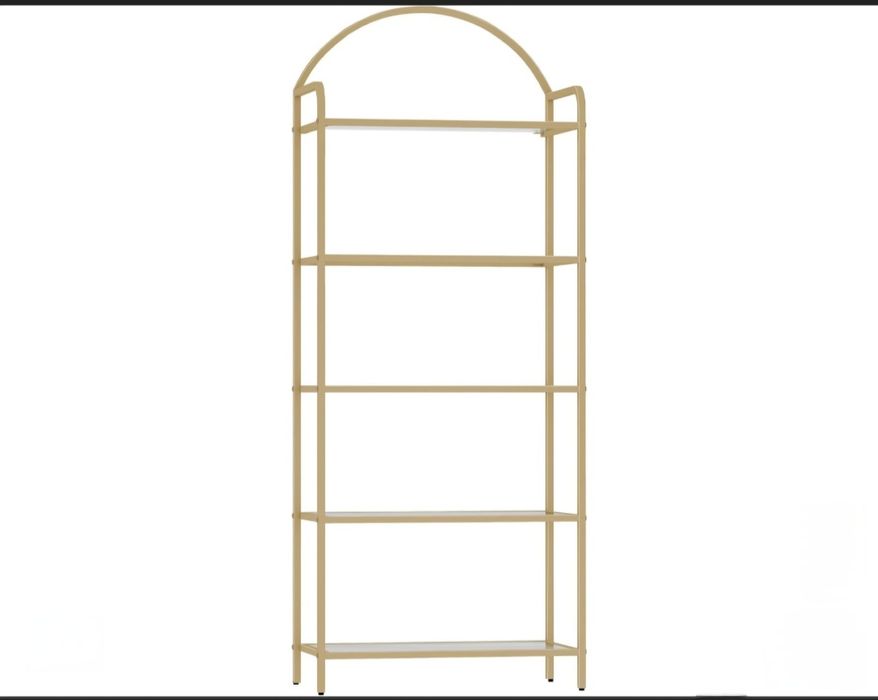 Regał wysoki złoty szklane półki dekoracyjny łuk GLAMOUR 30x60x 150 cm