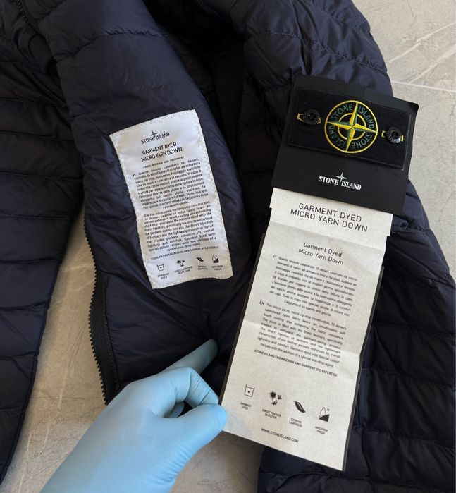 Пуховик Stone Island Garment Dyed Navy Micro Yarn Authentic оригінал