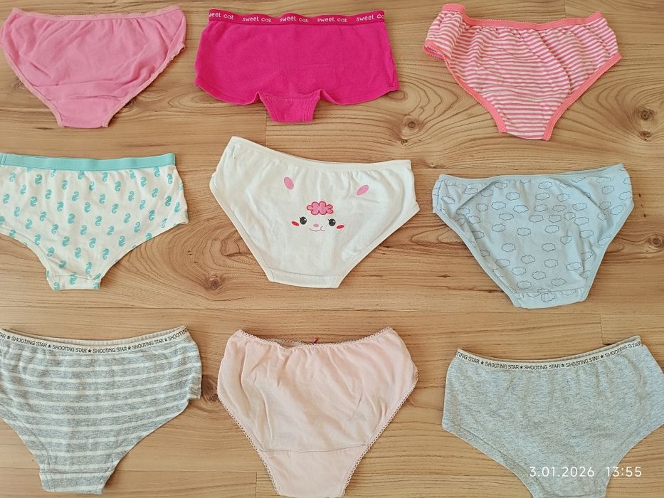 Zestaw 12 szt majtek r 128 dla dziewczynki bielizna