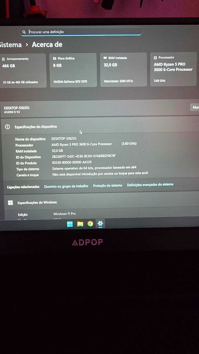 PC Gaming Ryzen 5 3600 PRO – 16GB RAM – SSD 500GB + HDD 1TB – WC