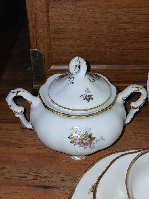 Stary serwis PirkenHammer ecru ze łotem do kawy