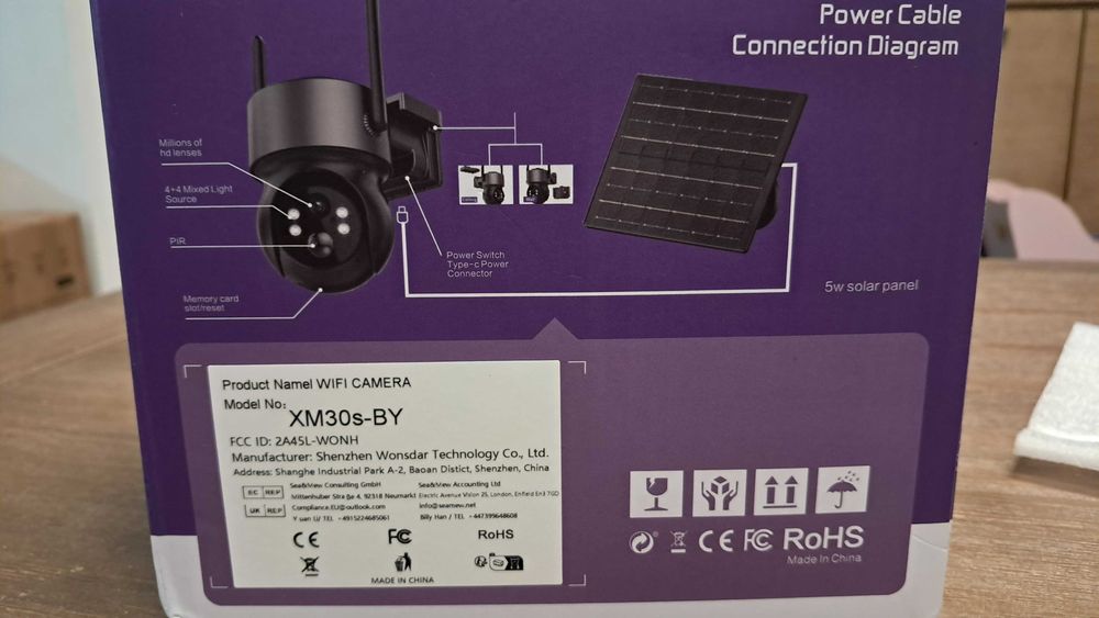 Kamera WiFi Zewnętrzna Obrotowa 4MP PTZ Zoom z Panelem Solarnym - Nowa