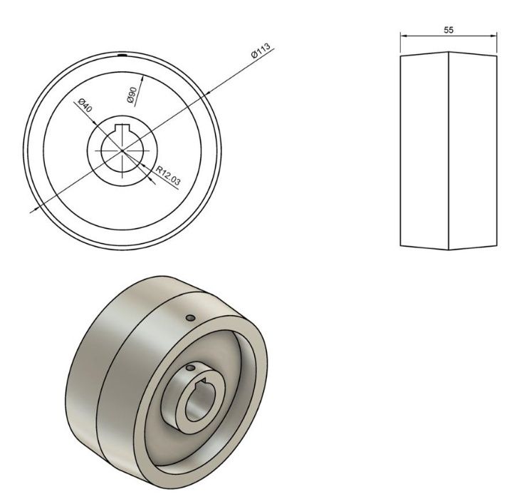 Polia / Roda Motriz p Lixadeira de Cinta / Drive Wheel f Belt Grinder