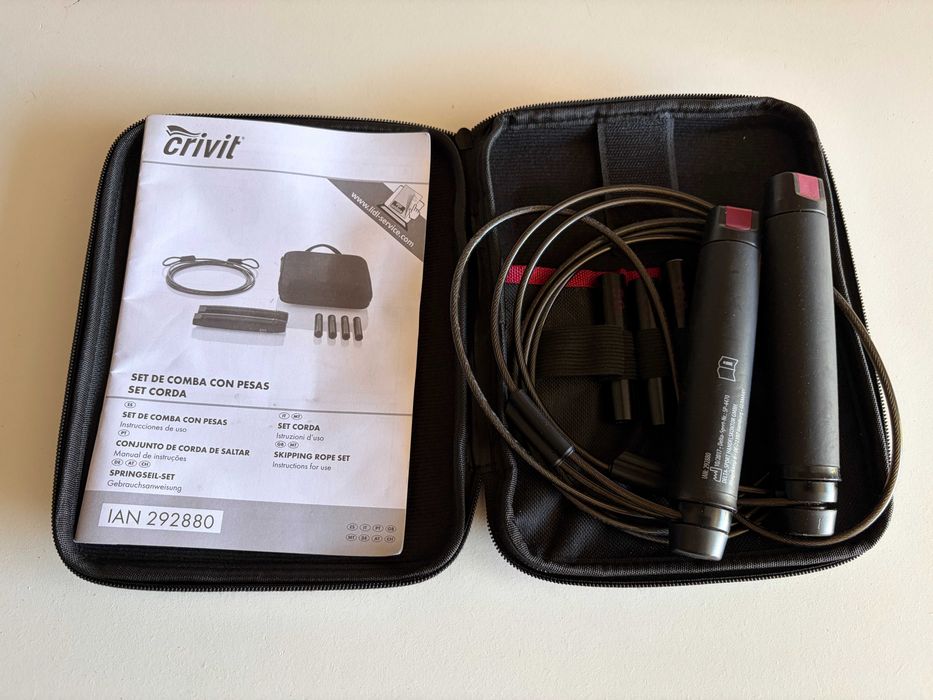 Conjunto Corda de Saltar com Pesos Amovíveis Crivit + Estojo (Fitness/Boxe)
