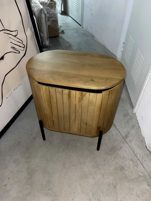 Table de chevet en métal Paulownia 55x40x55 marron