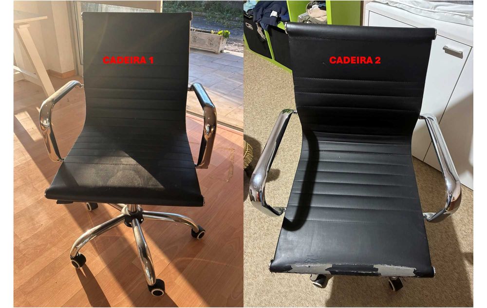 conjunto 2 cadeiras escritório, de rodas, altura ajustável, reclinável