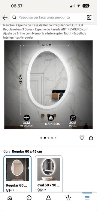 Espelho com led wc