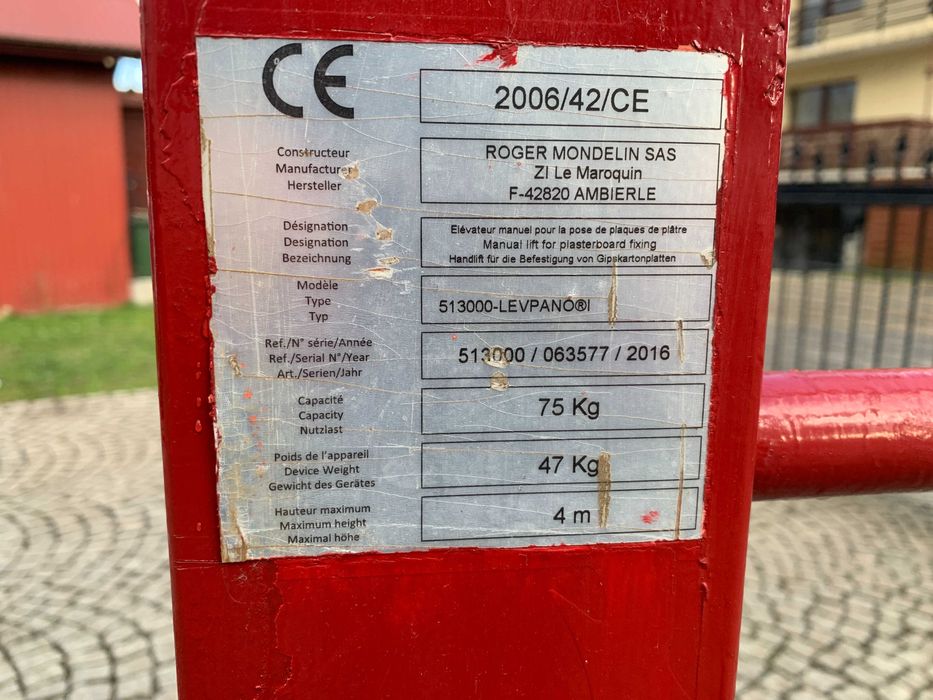 Podnośnik płyt GK gipsowych kartonowych Składany Levpano Płyty Winda