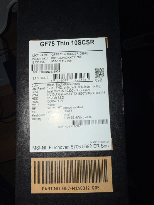 Laptop MSI GF75 Thin