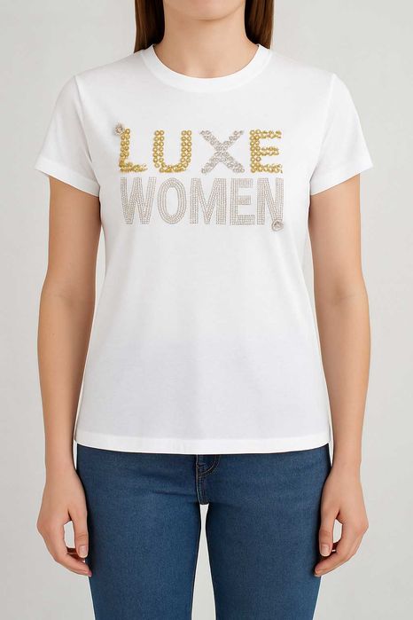 T-shirt mint Luxe Women cyrkonie kamienie
