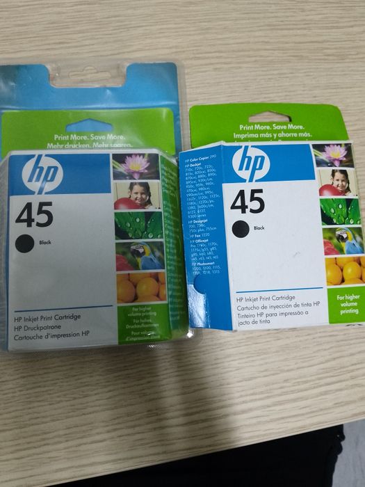 Tinteiros novos fechados da  impressora HP 45.