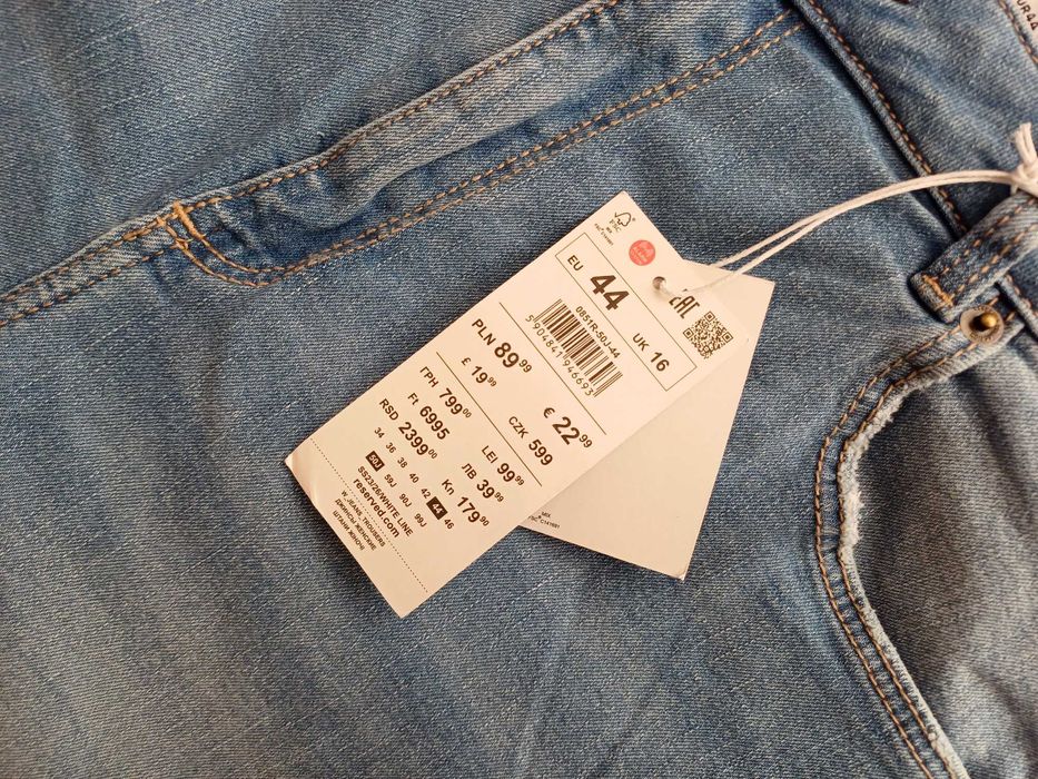 nowe jeansy Reserved jasny niebieski 44 slim high rise