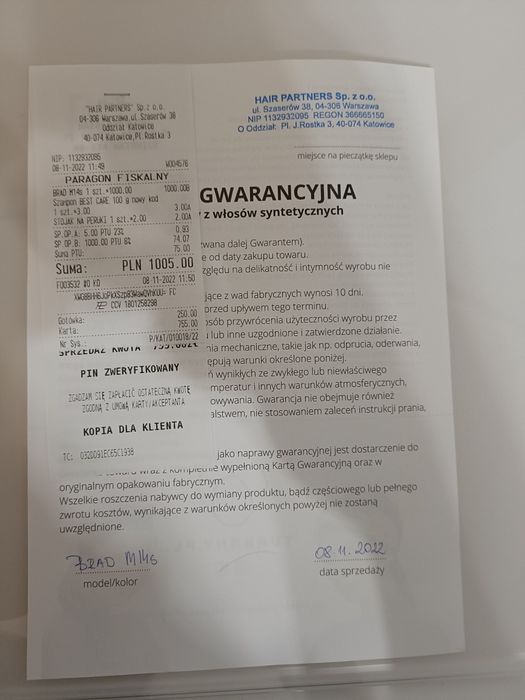 Peruka męska syntetyczna