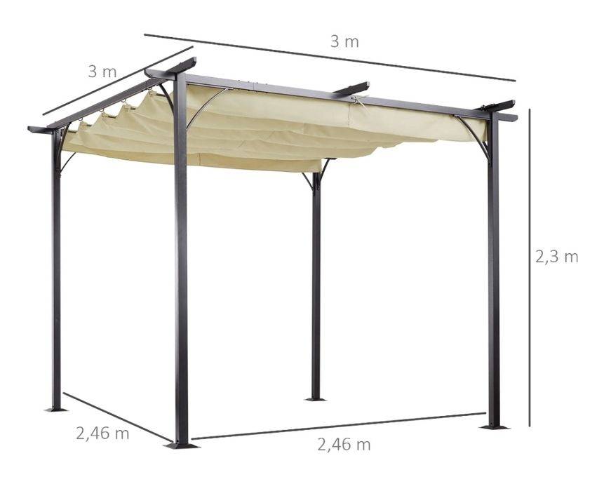 Zapasowa plandeki do pergoli 3m x 3m wodoodporna