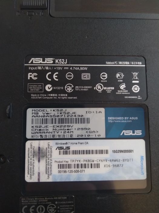 Laptop Asus K52J , 6GB RAM , Intel 2.4 GHZ , Dysk 120 GB