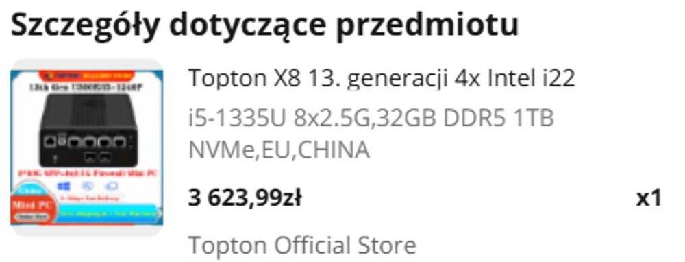 Topton X8 13. gen. 4x Intel i226-V Firewall Mini PC 2*10G SFP i5 1335U