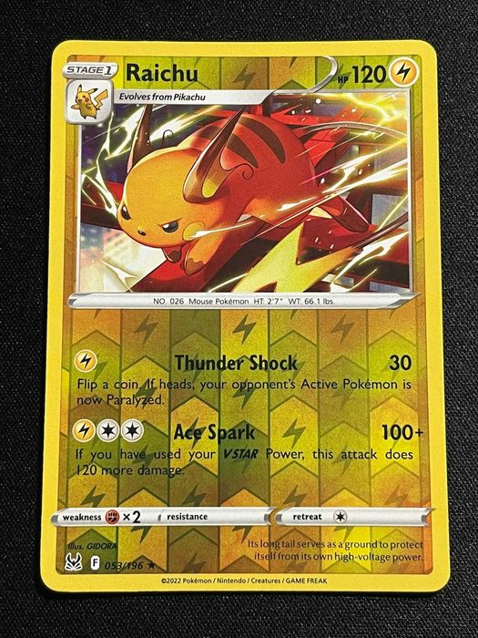 Carta Pokémon raichu 53/196 Lost Origin