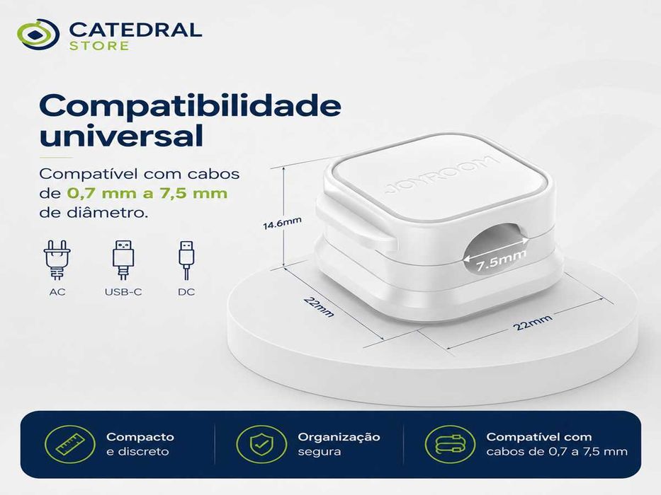 Organizador de Cabos Magnético JOYROOM – 6 Peças Branco