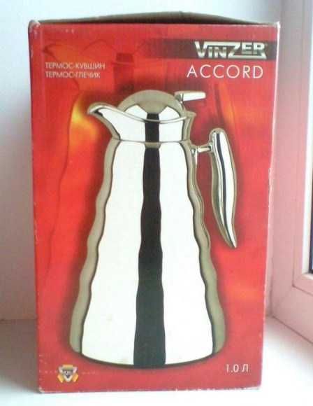Термос - кувшин Vinzer Accord 1 литр стеклянная колба