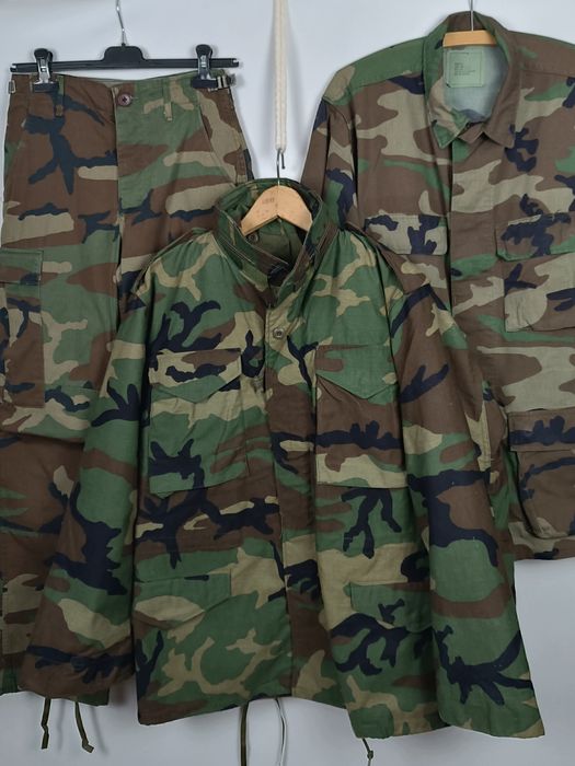 Komplet wojskowy Woodland M65 BDU spodnie kurtka US Army Medium Long