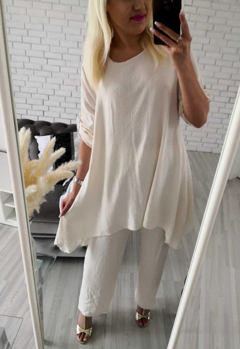 Elegancki komplet zestaw beżowy xxl